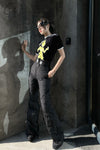 Windowsen "Alien" velvet conjoined short -sleeved PS23OP001 black